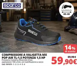 Brico Io Sparco compressore a valigetta mx pop air TL-1,5 potenza 1,5 HP offerta
