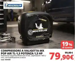 Brico Io Michelin compressore a valigetta mx pop air TL-1,5 potenza 1,5 HP offerta