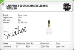 Gbc Lampada a sospensione in legno e metallo offerta