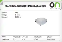 Gbc Plafoniera alabastro mezzaluna 30cm offerta
