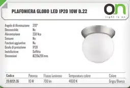 Gbc Plafoniera globo led IP20 10W D.22 offerta
