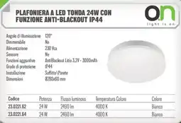Gbc Plafoniera a led tonda 24w con funzione anti-blackout IP44 offerta
