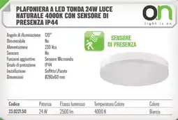 Gbc Plafoniera a led tonda 24w luce naturale 4000k con sensore di presenza IP44 offerta