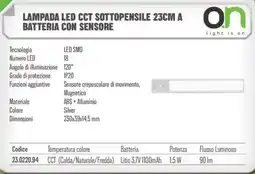 Gbc Lampada led cct sottopensile 23cm a batteria con sensore offerta
