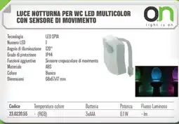 Gbc Luce notturna per wc led multicolor con sensore di movimento offerta
