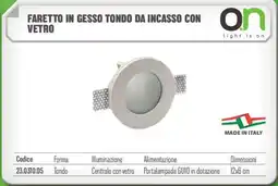 Gbc Faretto in gesso tondo da incasso con vetro offerta
