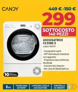 Sinergy CANDY ASCIUGATRICE CS EH8E-S offerta