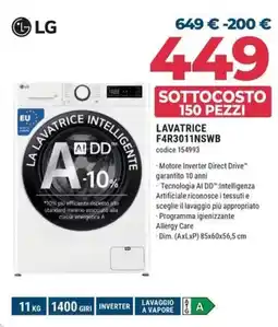 Sinergy LG LAVATRICE F4R3011NSWB offerta