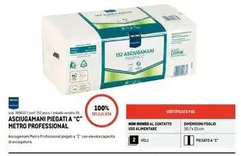Asciugamani piegati a "c" Metro Professional
