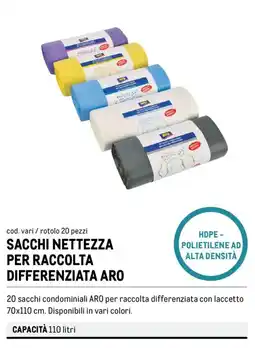 Metro Sacchi nettezza per raccolta differenziata Aro offerta