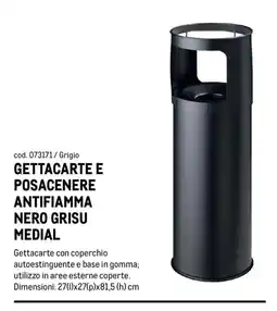 Metro Gettacarte e posacenere antifiamma nero grisu medial offerta