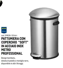 Metro Pattumiera con coperchio "soft" in acciaio inox Metro Professional offerta