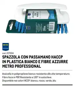 Metro Spazzola con passamano haccp in plastica bianco e fibre azzurre Metro Professional offerta