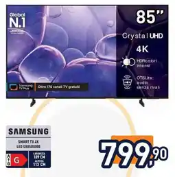 Unieuro Samsung smart tv 4k led UE85U8000 offerta