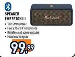 Unieuro Speaker Emberton III Marshall offerta