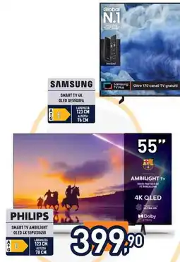 Unieuro PHILIPS SMART TV AMBILIGHT QLED 4K 55PUS8450 offerta