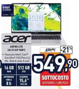 Unieuro Acer Aspire Lite offerta
