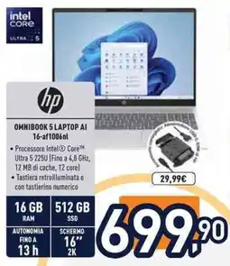 Unieuro Hp omnibook 5 laptop ai 16-af1006nl offerta