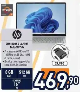 Unieuro Hp omnibook 3 laptop 16-by0007nlx offerta