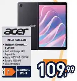 Unieuro Acer Tablet Iconia A10 offerta