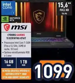 Unieuro msi CYBORG GAMING offerta