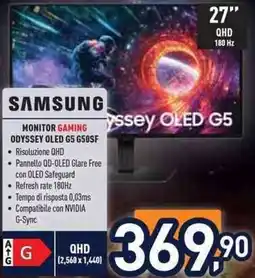 Unieuro SAMSUNG MONITOR GAMING ODYSSEY OLED G5 G50SF offerta