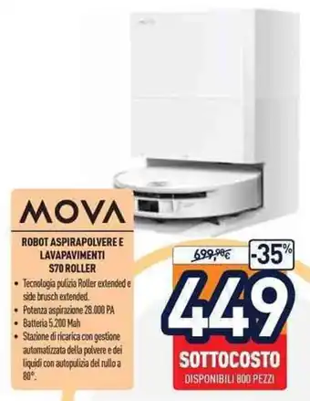 Unieuro MOVA ROBOT ASPIRAPOLVERE E LAVAPAVIMENTI S70 ROLLER offerta