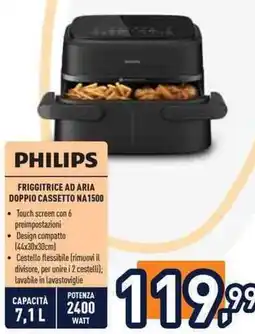 Unieuro PHILIPS FRIGGITRICE AD ARIA DOPPIO CASSETTO NA1500 offerta