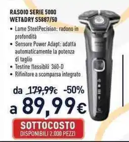 Unieuro RASOIO SERIE 5000 WET&DRY S5887/50 offerta