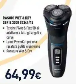 Unieuro RASOIO WET & DRY SERIE 3000 S3344/13 offerta