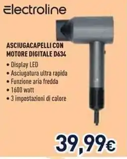 Unieuro Electroline Asciugacapelli con motore digitale D634 offerta