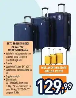 Unieuro SET 3 TROLLEY RIGIDI 20"/24"/28" TRIOA9622OCEANA offerta