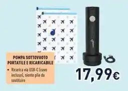 Unieuro POMPA SOTTOVUOTO PORTATILE E RICARICABILE offerta