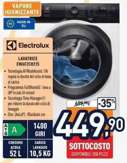 Unieuro Electrolux Lavatrice EW6FZCH215 offerta