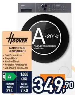 Unieuro Hoover Lavatrice Slim HLP47SBL8UH11 offerta
