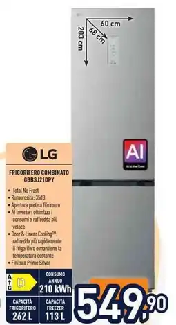 Unieuro FRIGORIFERO COMBINATO GBBSJ21DPY offerta