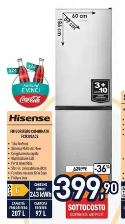 Unieuro Hisense FRIGORIFERO COMBINATO FCN300ACE offerta