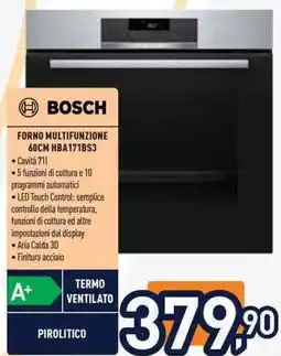 Unieuro BOSCH FORNO MULTIFUNZIONE 60CM HBA171BS3 offerta