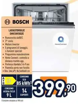 Unieuro BOSCH LAVASTOVIGLIE SMV2HVX02E offerta