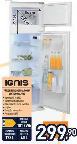 Unieuro Ignis frigorifero doppia porta statico ARL7912 offerta