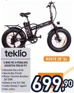 Unieuro E-BIKE FAT A PEDALATA ASSISTITA TEKLIО TF1 offerta