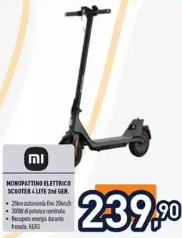 Unieuro MI MONOPATTINO ELETTRICO SCOOTER 4 LITE 2nd GEN. offerta