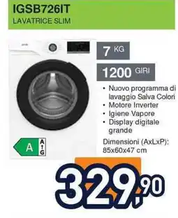 Unieuro Ignis IGSB726IT lavatrice slim offerta
