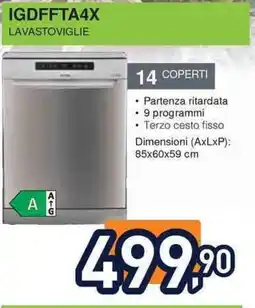 Unieuro Ignis IGDFFTA4X lavastoviglie offerta