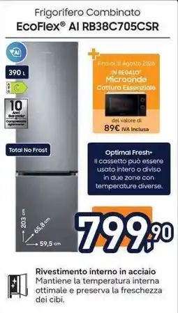 Unieuro Frigorifero Combinato EcoFlex® AI RB38C705CSR offerta