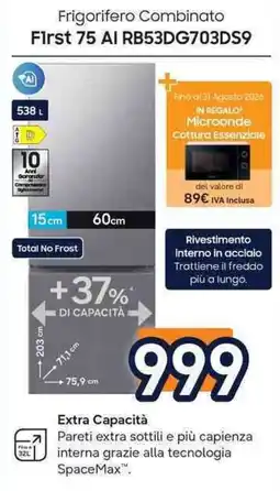 Unieuro Frigorifero Combinato First 75 AI offerta