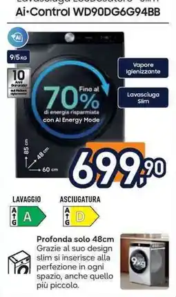Unieuro Lavasciuga EcoBossatore Slim Ai-Control offerta
