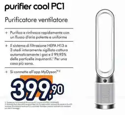 Unieuro purifier cool PC1 Purificatore ventilatore offerta