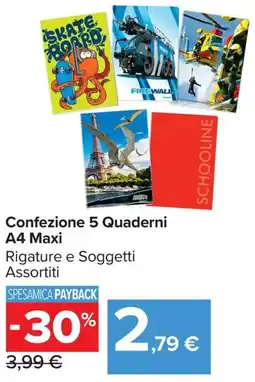Carrefour Market Confezione 5 Quaderni A4 Maxi offerta