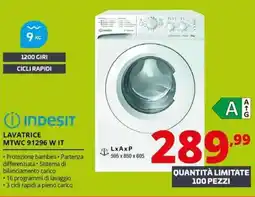 Comet INDESIT LAVATRICE MTWC 91296 W IT offerta